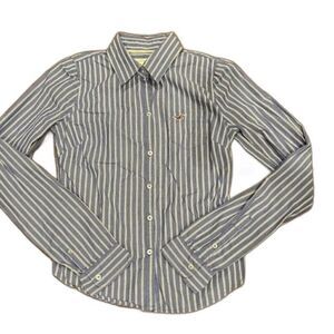 Hollister Women's Button Front Preppy Shirt Blue White Size Medium
